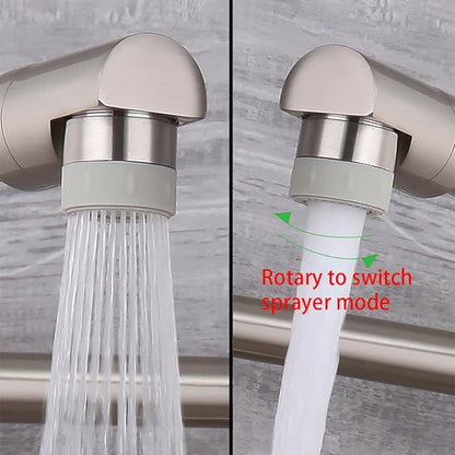 Wall Mount Kitchen Sink Faucet 4"/6"/8" Center, Folding Commercial Faucet, Pot Filler Faucet with Side Sprayer