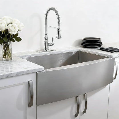 SHACO 33 Inch Stainless Steel Farmhouse Sink, 33x21 Apron Front Farm Sink, 9 Inch Deep 16 gauge Commercial Single Bowl Kitchen Sink