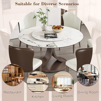Modern Sintered Stone Dining Table for 4-6, Luxury Rectangular Kitchen Dinette with Faux Marble Top & Heavy-Duty Metal Legs, Heat-Resistant Furniture for Dining Room (53" + 4 Chairs)