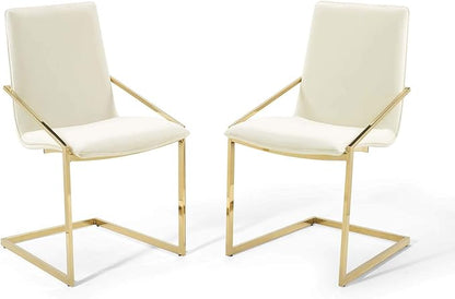 Modway Pitch Performance Velvet Armchair, 2 pcs - Dining Chairs, Gold Ivory