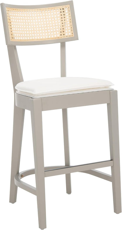 SAFAVIEH Home Collection Galway Grey/Natural 27-inch Seat Height Counter Stool for Kitchen Island Breakfast Nook