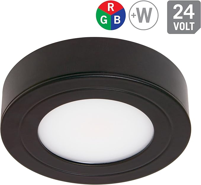 Armacost Lighting PureVue Dimmable LED Undercabinet Puck Light, RGB+W, Black 263413