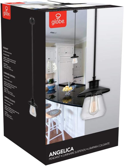 GLOBE Electric 64847 Nate 1-Light Pendant, Oil Rubbed Bronze, Clear Glass Shade