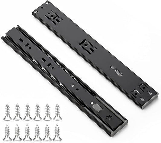 Ravinte 12 Inch Soft Close Drawer Slides 1 Pairs 2 Pack Black Full Extension Ball Bearing Drawer Glide Side Mount