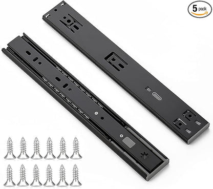 Ravinte 12 Inch Soft Close Drawer Slides 5 Pairs 10 Pack Black Full Extension Ball Bearing Drawer Glide Side Mount