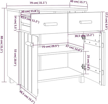 White Sideboard Buffet Cabinet with Storage, Solid Pine Wood Countertop, 31.1 x 15.7 x 31.5 in, Modern Console Table for Coffee Station, Dining Room, Kitchen or Entryway