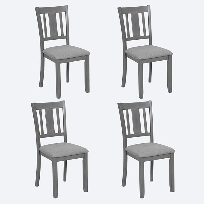 Ball & Cast Wooden Dining Chairs Set of 4, Elegant Wood Kitchen-Chairs with Padded Seat, 4 Pack Dining Room Chair-Seating Modern Side Chairs for Dining Room & Living Room, Solid Gray