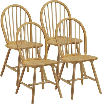 SIMOE Windsor Dining Chairs Set of 4, Farmhouse Kitchen Chairs with Spindle Back, Solid Wood Legs, Oak Wooden Dining Chairs for Living Dining Room, Restaurant