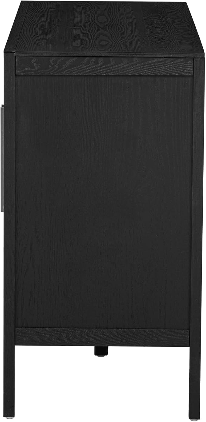 Merax Wood Farmhouse Buffet Sideboard with Metal Handles and 2 Doors, Coffee Bar Storge Cabinet Console Table for Living Room Bedroom Kitchen Hallway New Black