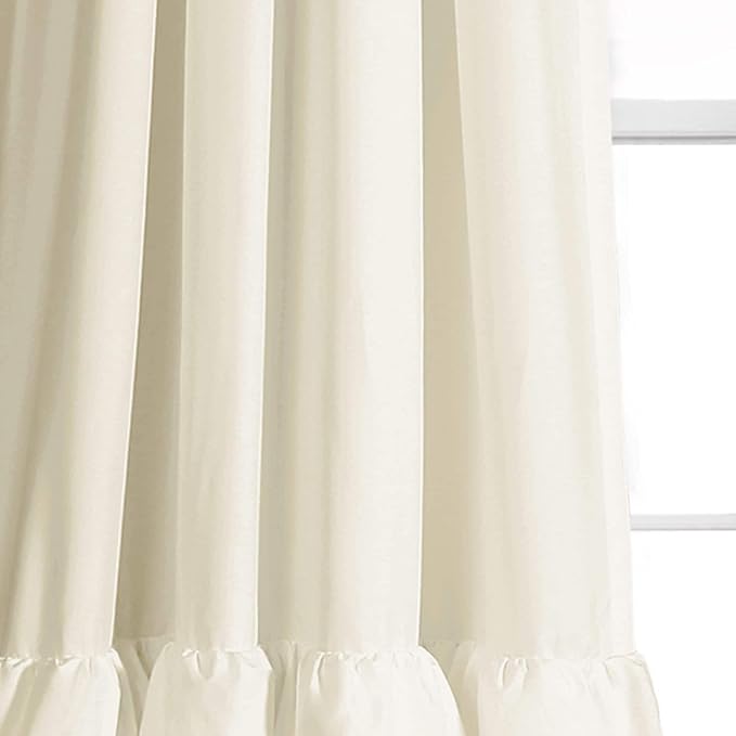 Lush Decor Allison Ruffle Light Filtering Window Curtain Panels Pair 40" W x 84" L White - Coquette Curtains for Bedroom - Drapes - Ruffle Curtains Kids