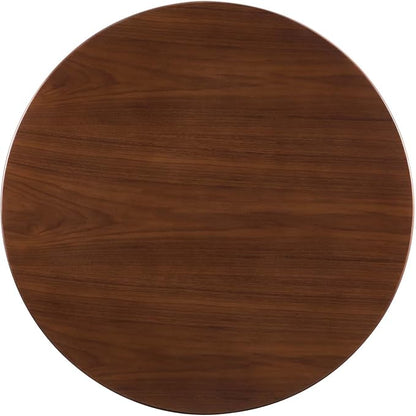 Modway Verne Round Wood Grain 35" Dining Table in Gold Walnut