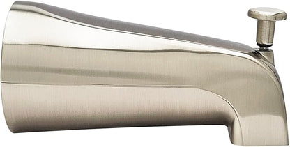 Westbrass E531D-1F-2-07 5-1/4" Reach Wall Mount Tub Spout with Front Diverter, Satin Nickel (2-Pack)