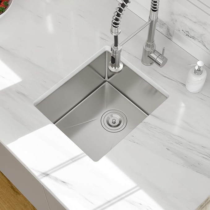 15 Inch Bar Sink Undermount - Beslend 15x17 Inch Small Kitchen Sink Stainless Steel Kitchen Bar Sink 16 Gauge Single Bowl Sink RV Sink