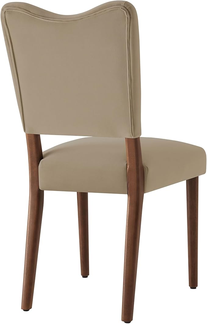 KISLOT Upholstered Dining Chairs Set of 2, Modern Velvet Kitchen Chairs with Solid Wood Legs, High Back Wooden Dining Room Chairs with Dark Walnut Color Legs for Farmhouse Kitchen Dining Room, Brown
