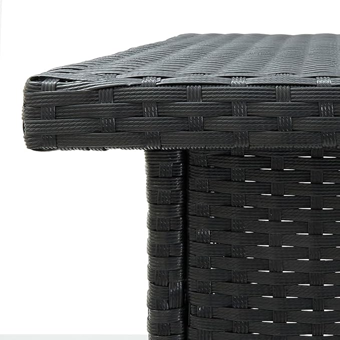 Corner Bar Table with 3 Storage Shelves Modern Black Synthetic Rattan Counter Height Dining Table for Small Spaces Kitchen Island Indoor Outdoor Use