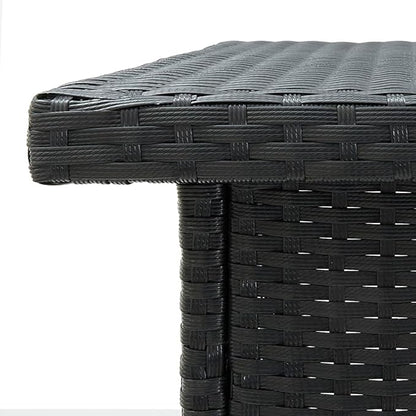 Black PE Rattan Bar Table for Dining Room, Modern Steel Kitchen Island with Storage, Versatile Outdoor Indoor Space Solution