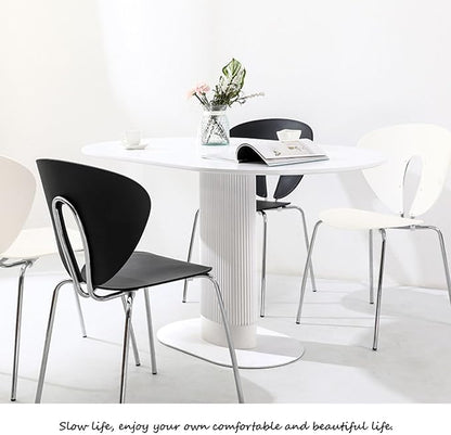 Oval Wooden Dining Table, Modern Farmhouse Kitchen Table, Simplicity Metal Pedestal Base Kitchen Table, Small Space Kitchen Table for Kitchen,Dining Room,Negotiation Room,Cafe,Black a