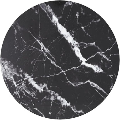Round Tempered Glass Table Top 19.7 inch Black Marble Design Scratch Heat Resilient Easy Clean Modern Dining Tabletop for Kitchen Living Room Outdoor Patio