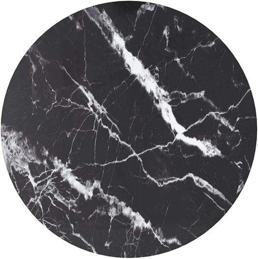 19.7 inch Round Tempered Glass Tabletop Black with Marble Pattern Durable Heat Scratch Resistant Modern Countertop for Dining Living Office