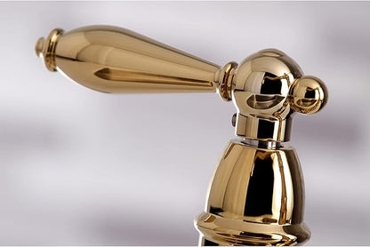 Kingston Brass KS3272ALBS Restoration Bridge Kitchen Faucet, Polished Brass, 13.06 x 14.06 x 9.44