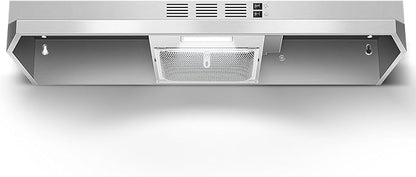 Range Hood 36 inch Under Cabinet, Ducted/Ductless Kitchen Hood 280CFM, Stainless Steel Vent Hood with Rocker Button Control, Stove Hood with 2 Speeds Fan, Bright LED Light