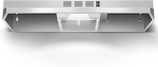 Range Hood 36 inch Under Cabinet, Ducted/Ductless Kitchen Hood 280CFM, Stainless Steel Vent Hood with Rocker Button Control, Stove Hood with 2 Speeds Fan, Bright LED Light