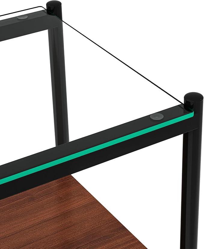 Set of 2 Glass End Table, 2-Layer Glass Living Room Table, Modern Tea Table Side Tables for Home Office Furniture