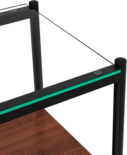 Set of 2 Glass End Table, 2-Layer Glass Living Room Table, Modern Tea Table Side Tables for Home Office Furniture