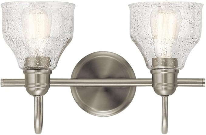 Kichler 2-Light Bathroom Vanity Light Fixture with Satin Etched Glass, Traditional Style Bath Light in Tannery Bronze for Over Mirror (12.25" x 8" x 8"), 5336TZS