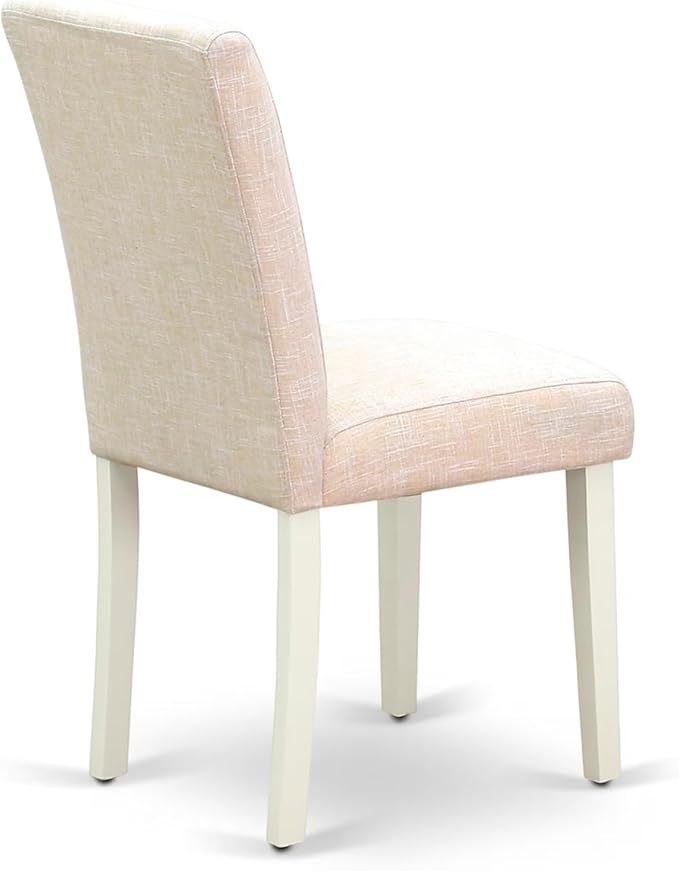 East West Furniture ABP2T02 Abbott Parson Dining Room Chairs - Light Beige Linen Fabric Upholstered Chairs, Set of 2, Linen White