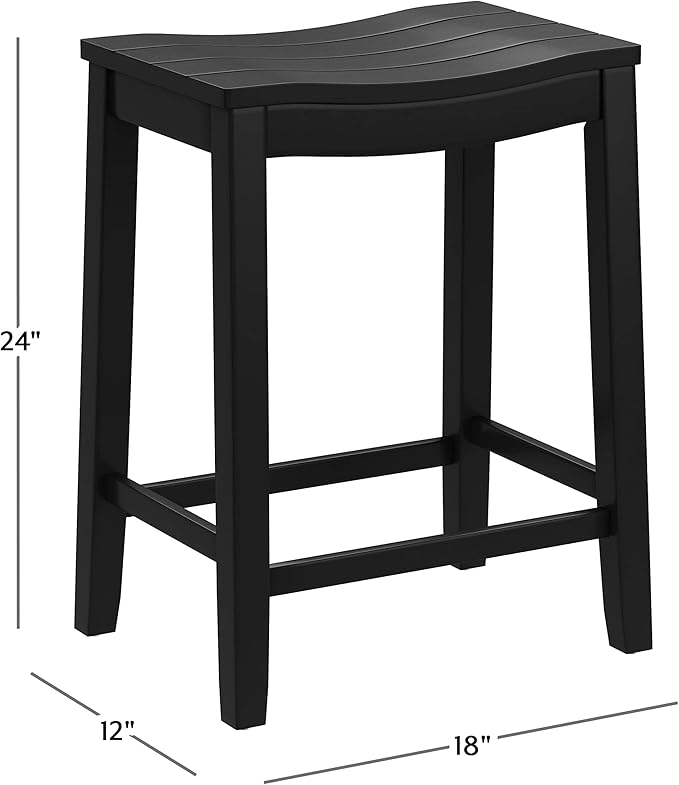 Hillsdale Fiddler Wood Backless Counter Height Stool with Saddle-Style Seat, Black
