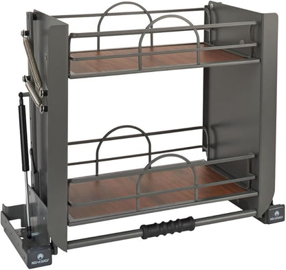 Rev-A-Shelf 24" Pull Down Heavy Duty Shelf Organizer for Tall Kitchen/Bathroom, Dual Tier Wall Mounted Pantry Storage, Chrome, 5PD-24FOG