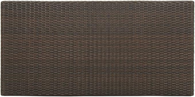 Rectangular Bar Table, Brown PE Rattan Steel Frame, 47.2 x 23.6 x 43.3 in, Indoor Outdoor Dining Kitchen Table with Storage Shelves