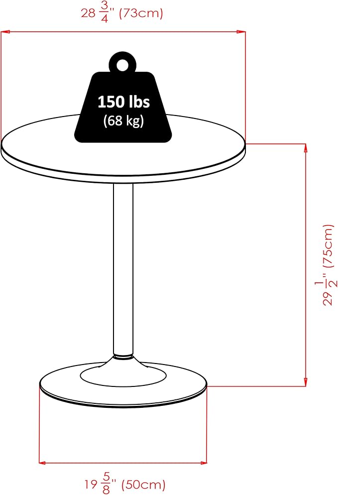 Winsome Spectrum 29 1/2-inch x 28.74-inch x 28.74-inch MDF Round Dining Table, Black (93729)