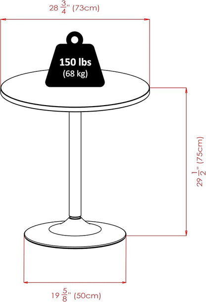 Winsome Spectrum 29 1/2-inch x 28.74-inch x 28.74-inch MDF Round Dining Table, Black (93729)
