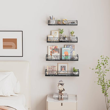 Amaoot Floating Shelves for Wall Set of 4, Different Sizes Mounted Wood Floating Shelf, Wall Shelves for Living Room,Bedroom, Bathroom, Kitchen, Farmhouse Decor, Office