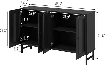 Gyger Buffet Storage Cabinet with 4 Doors,Kitchen Sideboard with Storage,Coffee Bar Cabinet for Kitchen,Living Room,Black