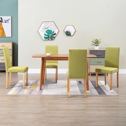 Green Dining Chairs Set of 4 Modern Fabric Upholstery with Solid Rubber Wood Legs 7.9x6.5x14.7 in Ergonomic Comfortable for Dining Room Kitchen Living Room