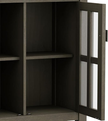 SIMPLIHOME Artisan SOLID WOOD 30 Inch Wide Contemporary Low Storage Cabinet in Farmhouse Grey, For the Living Room, Entryway and Family Room