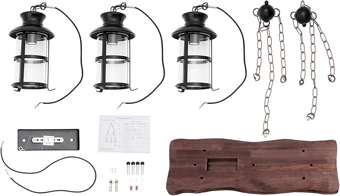 3 Lights Wood Vintage Chandelier, Industrial Farmhouse Island Light with Glass Lampshade, Height Adjustable Wooden Retro Chandelier Ceiling Hanging Light for Dining Room Cafe Bar Restaurant