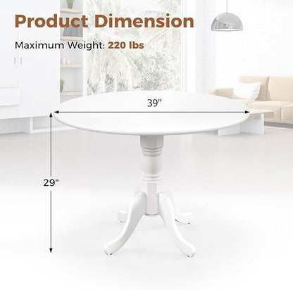 Giantex 39-Inches Round Dining Table for 4, Rubber Wood Kitchen Table for Dinette Dining Room, Living Room, Restaurant, Dinner, 220 Lbs Capacity (White)
