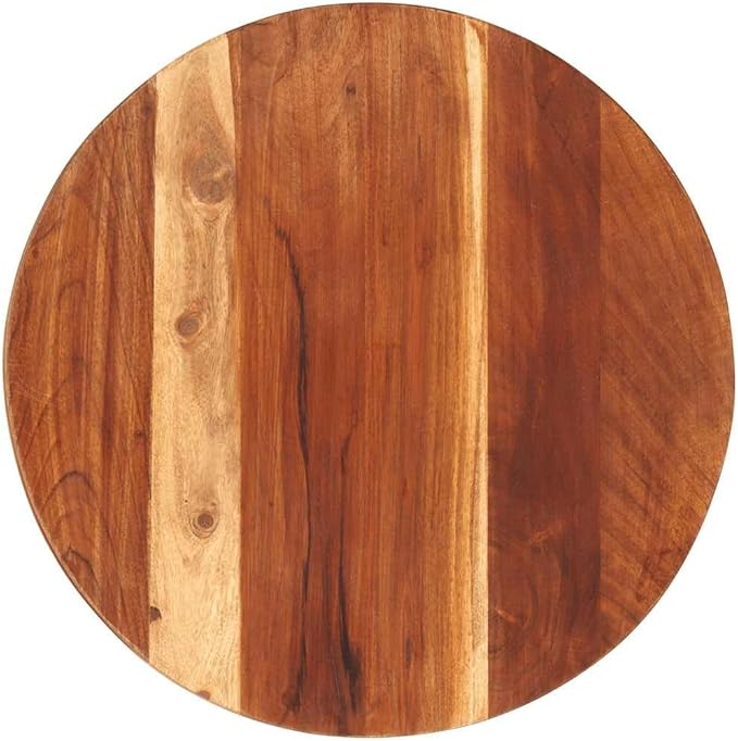Solid Acacia Wood Round Tabletop 15.7 inch 0.98-1.06 inch Thick Rustic Butcher Block Counter Top for Dining Coffee Bar or DIY Desk