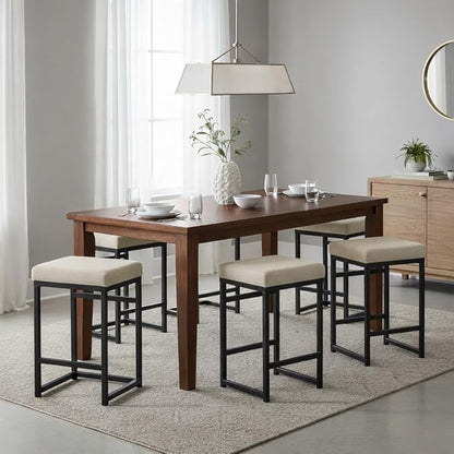 Homepop Home Decor | Modern 24-Inch Counter Stool | Backless Metal Frame Bar Stools Counter Height | Decorative Home Furniture, Natural
