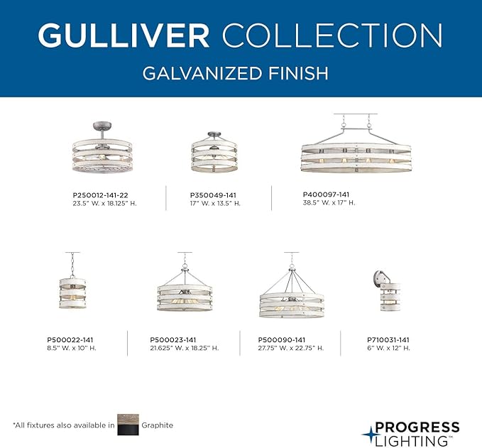 Gulliver Collection 1-Light Coastal Pendant Light Galvanized