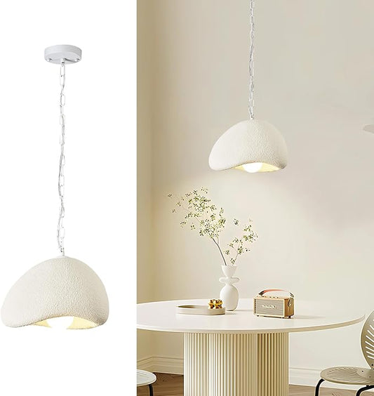 Wabi Sabi Pendant Lights,9.8in White Modern Pendant Light Resin Hanging Lamp Kitchen Island Lighting Modern Japandi Chandelier for Dining Room Bedroom Hallway Foyer