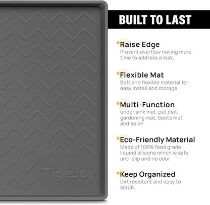 TigeJoy Under Sink Mat 28" x 22", Silicone Mats in Kitchen Bathroom Organizers and Storage, Waterproof Protector for Drawer Shelf and Cabinet Liner, Flexible Drip Tray