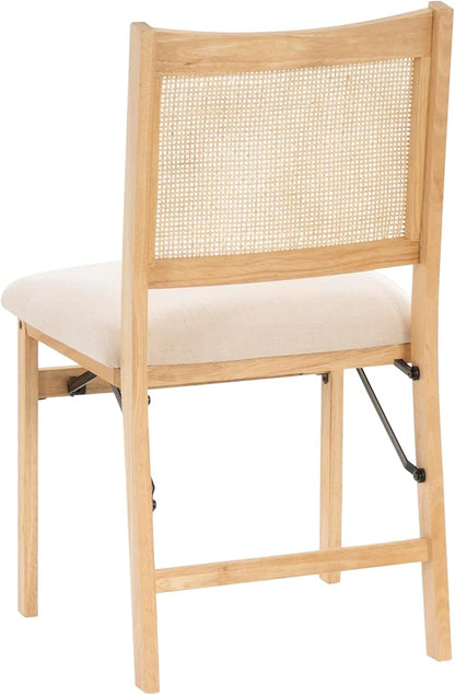 Powell Kasi Beige Rattan Cane Folding Foldable Dining Side Chair, Natural