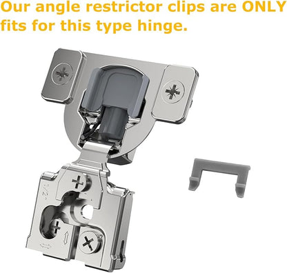 Furniware 20 Pack Cabinet Door Angle Restriction, 86 Degree Angle Restriction Hinge Clip for Soft Close Cabinet Hinges, Hinge Opening Angle Restrictor Clip, Nylon