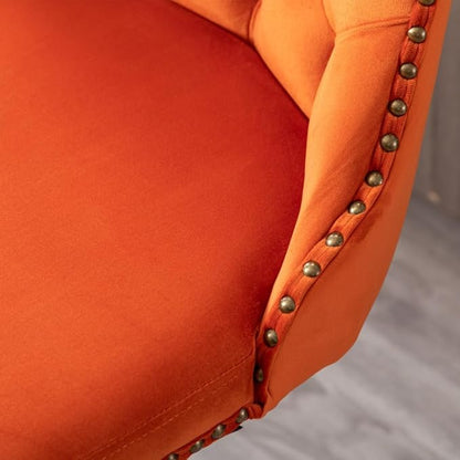 17.7 inch Base, Modern Upholstered Bar Stools with Backs Comfortable Tufted for Home Pub and Kitchen Island,Gray,Set of 2 (Orange + Velvet + Foam)