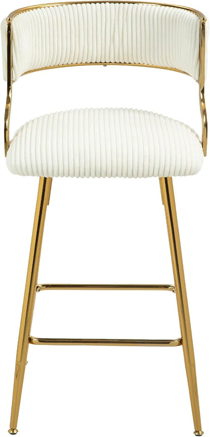 Modern Dining Chairs,Set of 2 with Ergonomic Supportive Curved Backrests,Sturdy and Stylish Simple Natural Design,Versatile Use Kitchen Island Counter Bar Stools Footrest,Everyday in,Beige-Corduroy-F